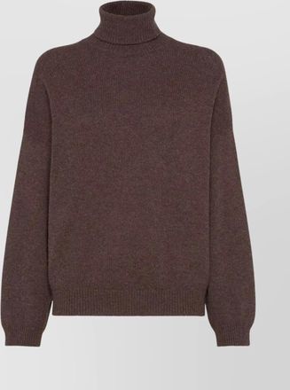Brunello Cucinelli ribbed cashmere turtleneck sweater with long sleeves