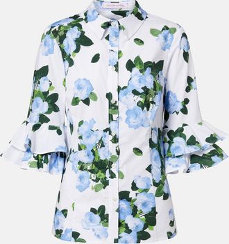 Carolina Herrera Floral ruffled cotton-blend shirt