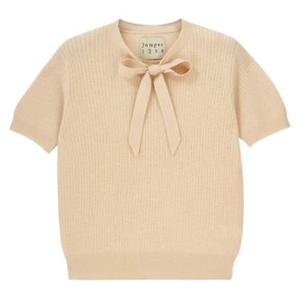 JUMPER 1234 Womens Merino Pointelle Tee In Macaroon