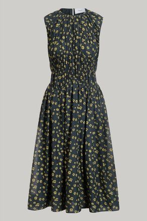 Merlette Villard Floral Print Dress in Lemon Navy Floral Print at Nordstrom, Size 16