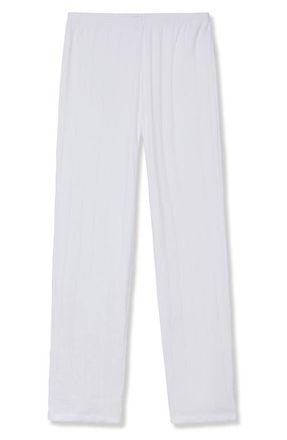 Petite Plume Pima Cotton Pointelle Pants in White at Nordstrom, Size X-Small