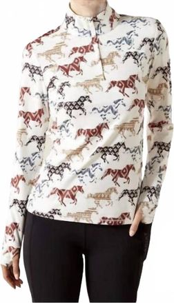 Ariat Womens Lowell 3.0 Long Sleeve 1/4 Zip Baselayer Shirt In Painted Ponies
