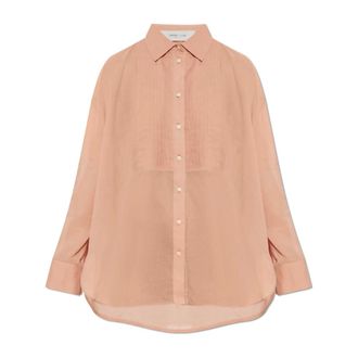 Golden Goose Shirts, female, Pink, Size: 2XS Pleated Oversized Shirt