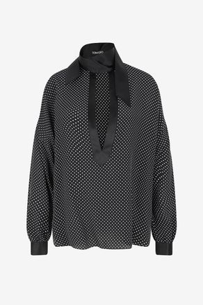 Tom Ford Bluse mit Schluppe und Fledermaus&auml;rmeln aus Seide