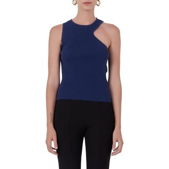 endless rose Asymmetric Cutout Rib Knit Tank Top in Navy at Nordstrom Rack, Size X-Small