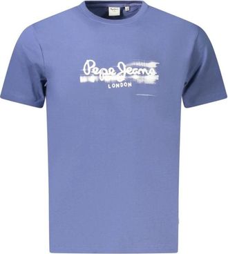 Pepe Jeans London Cotton Graphic Print T-Shirt - Heren - T-shirts - Blauw - S - Katoen - Tops