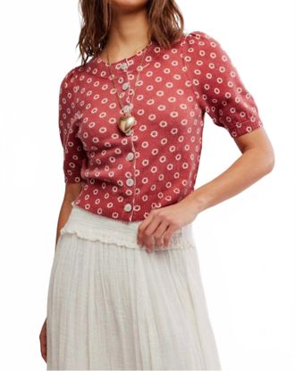 Free People Isla Pattern Cardigan In Red