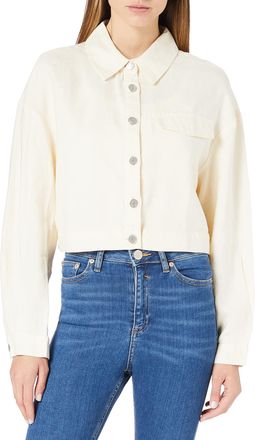 NA-KD Cropped Linen Jacket, Light Beige, EU 38 | 12 UK