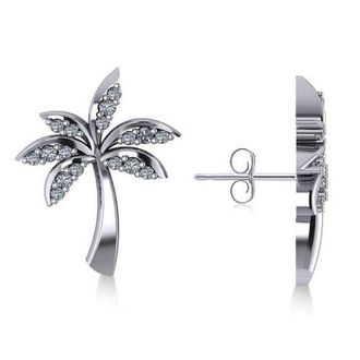 Allurez Diamond Palm Tree Summer Earrings 14k in White Gold at Nordstrom