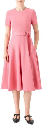 Akris Cotton Blend Belted A-Line Dress in Blush at Nordstrom, Size 14