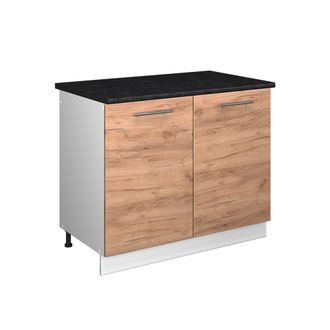 Vicco Mueble Bajo Para Fregadero Fame-line, Roble Dorado/blanco, 100 Cm, Et Antracita, Vicco