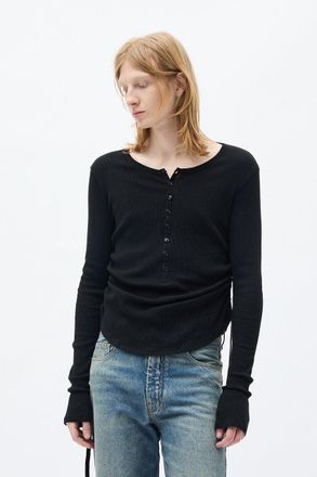 Ann Demeulemeester Hamar Wrinkled Serafino Top Cotton Rib Jersey