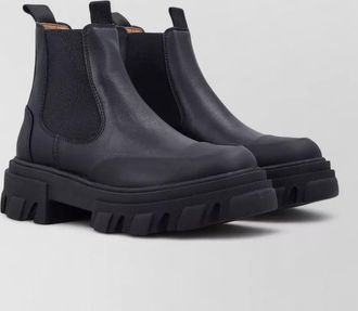 Ganni leather cleated chelsea boots