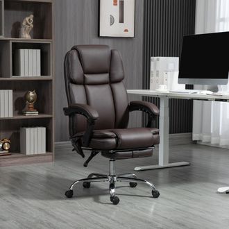 Vinsetto Massage Office Chair, PU Leather High Back Recliner in Dark Brown