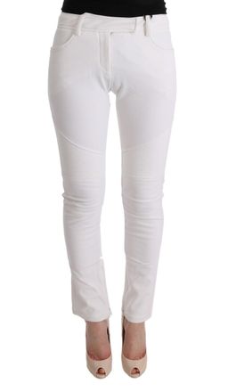 Ermanno Scervino White Cotton Slim Fit Casual Womens Pants