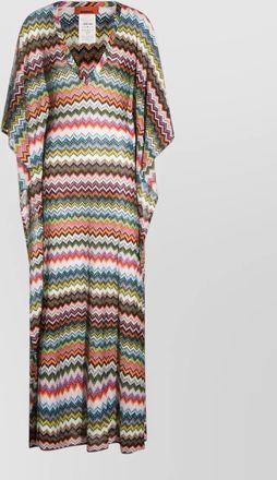 Missoni long dress loose fit zigzag v neckline