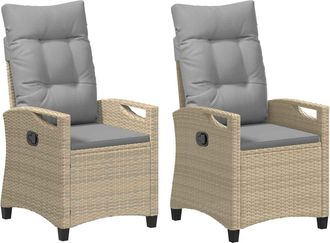 vidaXL Silla De Jard&iacute;n 2 Uds. Beige Y Gris Claro Acero Y Poli&eacute;ster Vidaxl