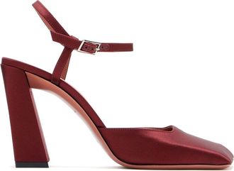 Amina Muaddi 95mm Charlotte pumps - women - Satin/Rubber/Leather/Calf Leather - 40 - Red