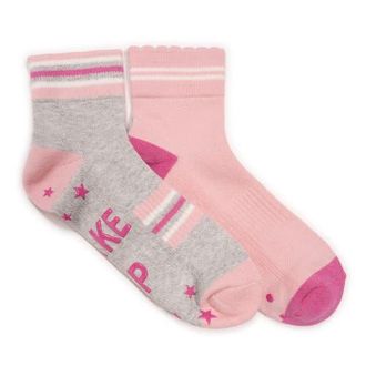 Muk Luks Studio Quarter Crew Cotton Compression Socks 2 Pair Pack in Grey/pink Pack at Nordstrom