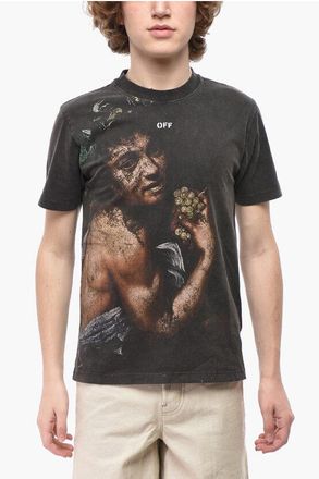 Off-white Slim Fit Printed Cotton T-Shirt BACCHUS size Xs