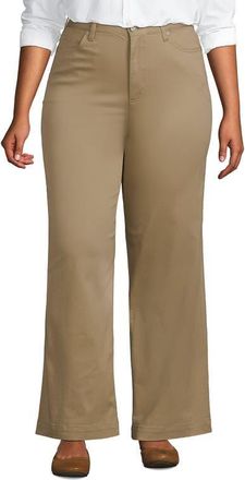 Lands End High Rise 5 Pocket Wide Leg Chino Pants in Desert Tan at Nordstrom, Size 26W