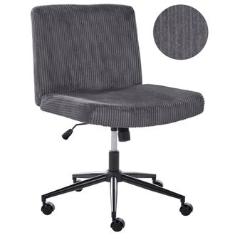 Beliani Silla De Escritorio Giratoria Con Tapizado De Pana Asiento Ancho Neum&aacute;tico Inclinable Para Oficina En Casa Gris Geddes