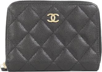 Chanel Black Grained Calfskin Wallet (Bi-Fold) (Pre-Owned)