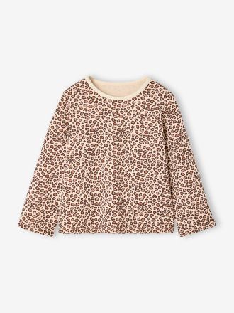 Vertbaudet Langarmshirt aus Fleece f&uuml;r M&auml;dchen vanille