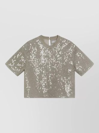 Brunello Cucinelli silk t shirt sequin detail short sleeves