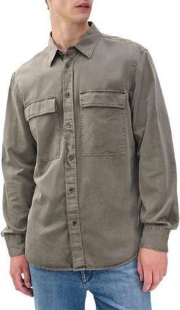 Rag & Bone Finch Cotton & Lyocell Button-Up Overshirt in Brown at Nordstrom Rack, Size X-Large