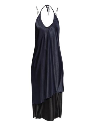 VETEMENTS asymmetric halterneck midi dress - Blue