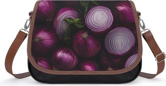 Generic Red Onions Purple Onions Womens Crossbody Bag Fashion Shoulder Handbags Message Tote Bag with Adjustable Strap