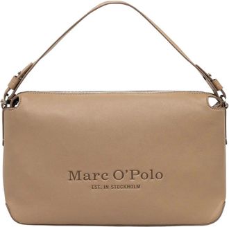 Marc O'Polo Embossed Logo Baguette Schoudertas - Dames - Handtassen - Beige - ONE Size - Leer - Tassen