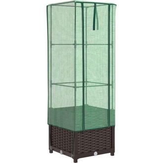 vidaXL Raised Bed with Greenhouse Cover Rattan Look 40x40x139 cm vidaXL