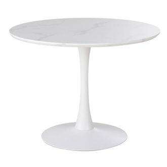 Maisons du monde Mesa de comedor efecto m&aacute;rmol y metal blanco para 4/5 personas,100 cm