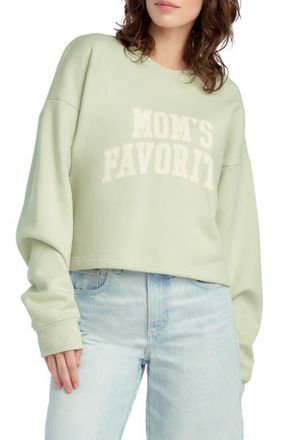 Favorite Daughter Moms Favorite French Terry Crop Graphic Sweatshirt in Light Sage/White at Nordstrom, Size X-Small