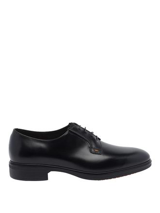 Santoni Black Easy Lace Up Shoes