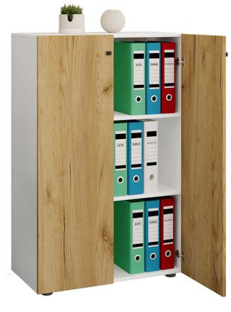ebuy24 Armario De Oficina Vcm Con 3 Compartimentos Armario De Archivo Moderno Con Puertas Giratorias Dimensiones Aprox. An. 70 X Al. 110 X T. 40 Cm - Lona 3 