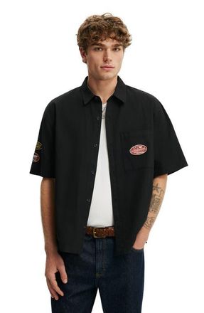 Cotton On Mens Darcy Short Sleeve Shirt in Washed Black at Nordstrom, Size X-Small