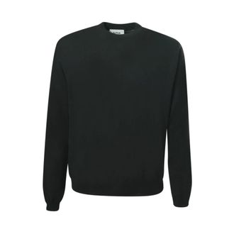 Alpha Studio Round-neck Knitwear, male, Black, Size: L Crew Neck Sweater