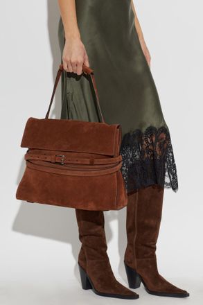 Moschino Medium Suede Bag, Womens, Brown