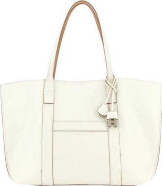Hogan Tassen, Dames, Beige, ONE Size, Leer, Script Media Shopping Bag