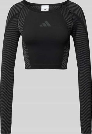 adidas Cropped Longsleeve mit Label-Print in Black, Größe XL