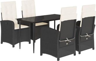 vidaXL Set De Muebles Jard&iacute;n 5 Pzas Con Cojines Rat&aacute;n Sint&eacute;tico Negro Vidaxl