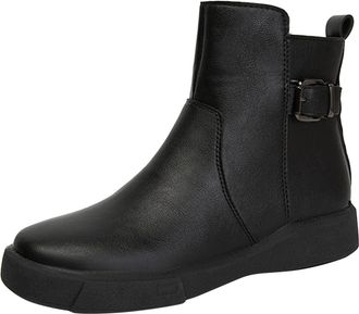Generic Winter British Style Velvet Ankle Boots with Fashion Belt Buckle and Front Zipper Design for Women Flat Heel Comfort Footwear (Black, 4. 5)