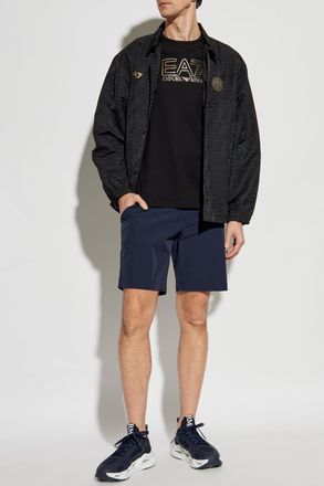Emporio Armani Shorts With Printed Logo, Mens, Navy Blue