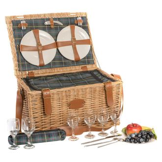 Les Jardins de la Comtesse Cesta de picnic de mimbre y cuero Trianon verde 6 personas