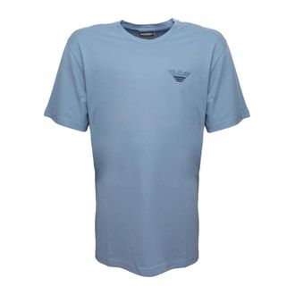 Emporio Armani Katoenen T-shirt met Voorkant Logo - Heren - T-shirts - Blauw - XL - Katoen - Tops