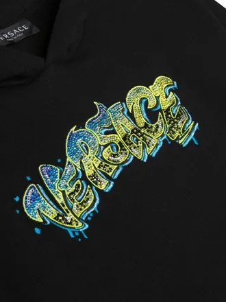 Versace Logo Cotton Hoodie - Black