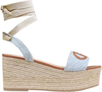 Liu Jo Bali 02 Sandal - Dames - Sleehakken - Blauw - 39 EU - Polyester - Schoenen